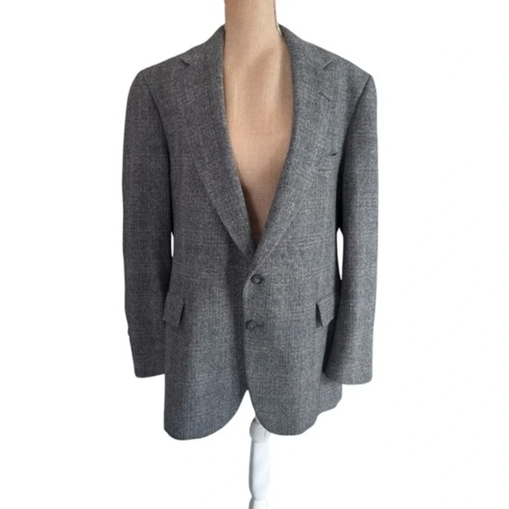 Strathmore Chevron Wool Sport Coat Gray Jacket Blazer Men's 46 R‎ Vintage